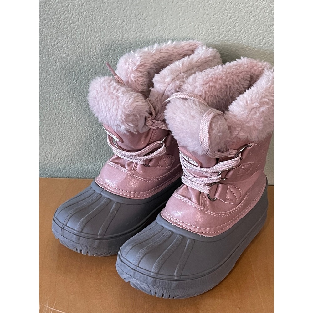 Nautica Ayce Girls Snow Boots Pink Upper Paired Durable Grey Shell Size 11 New